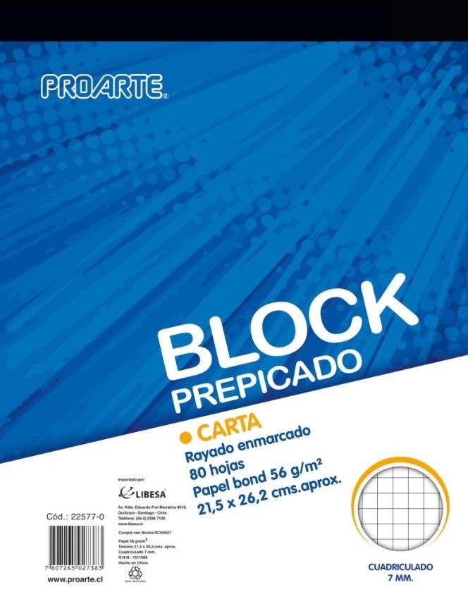 BLOCK PREPICADO CARTA 80H 7MM